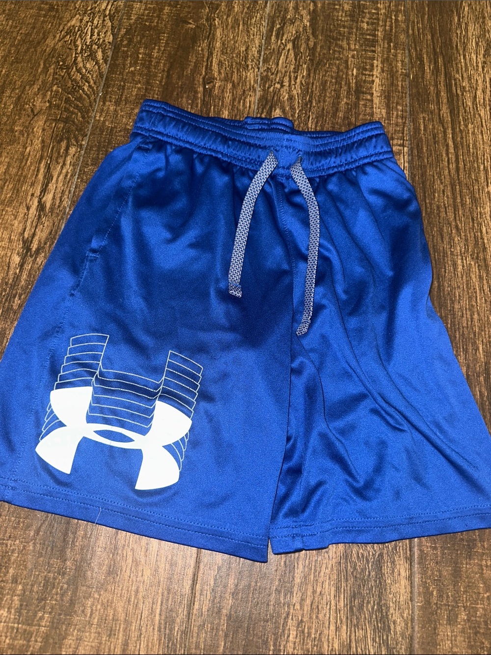 Under Armour Blue & Navy Boys' Performance Shorts with Logo - Picture 9 of 11